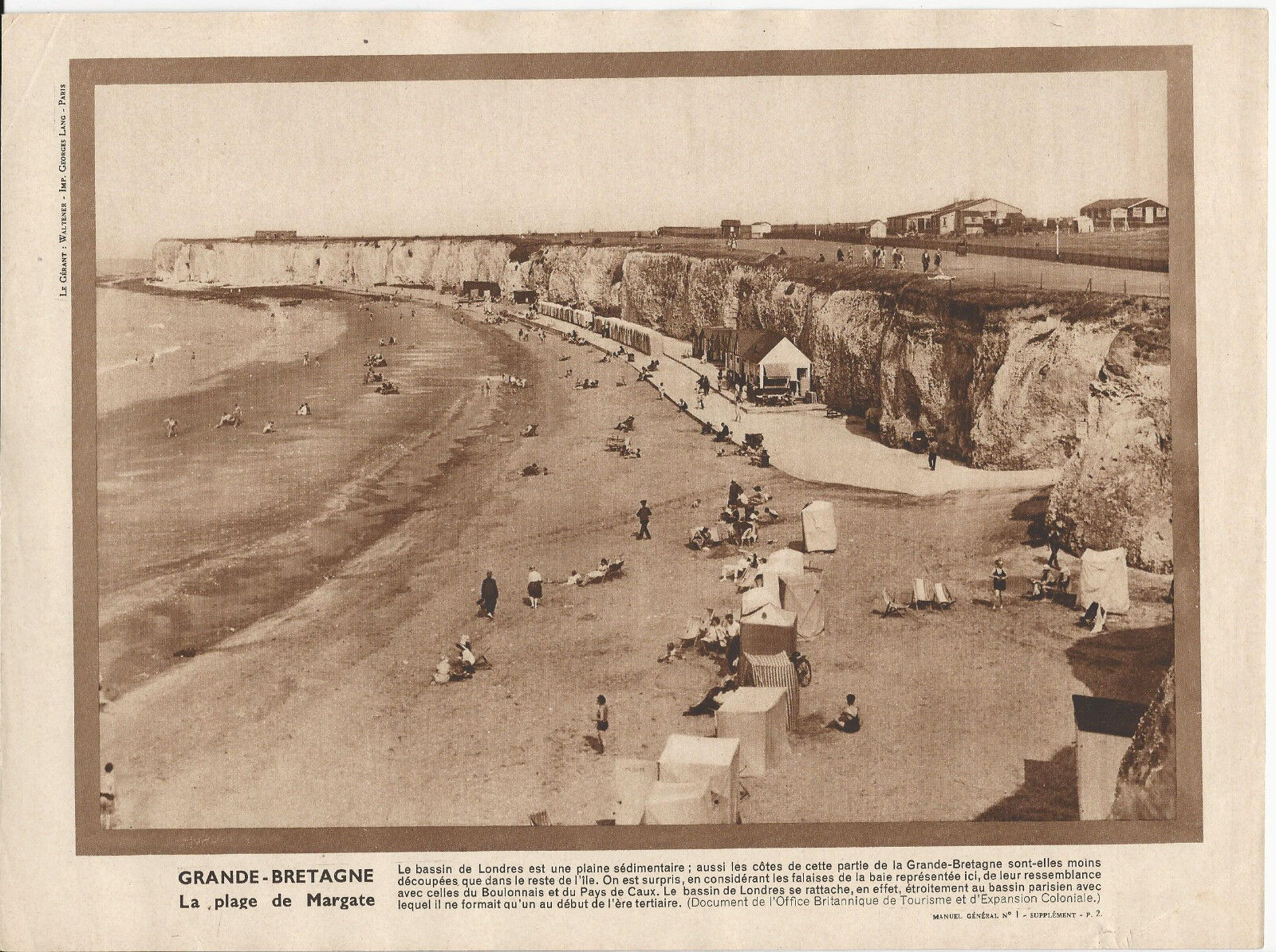 GRAVURE ANNEE 30 GRANDE BRETAGNE LA PLAGE DE MARGATE 122356115516