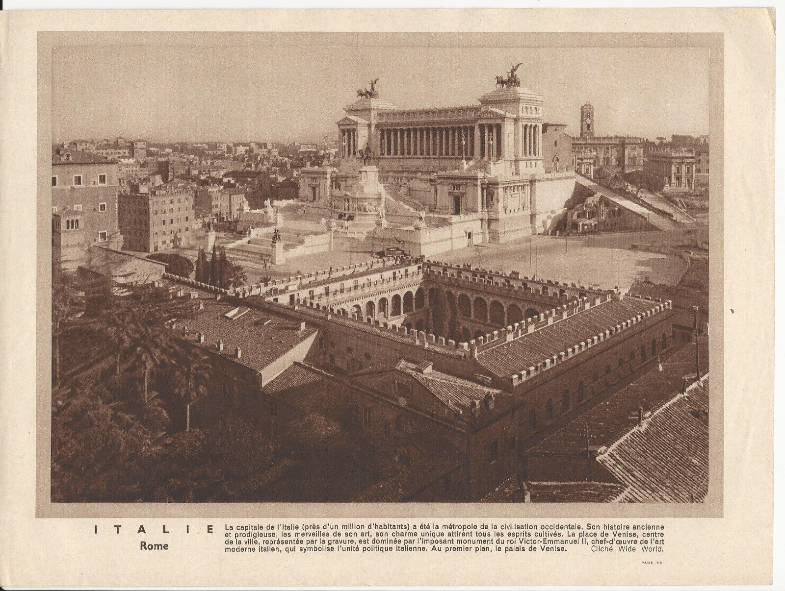 GRAVURE ANNEE 30 ITALIE ROME LE PALAIS DE VENISE 122355759186