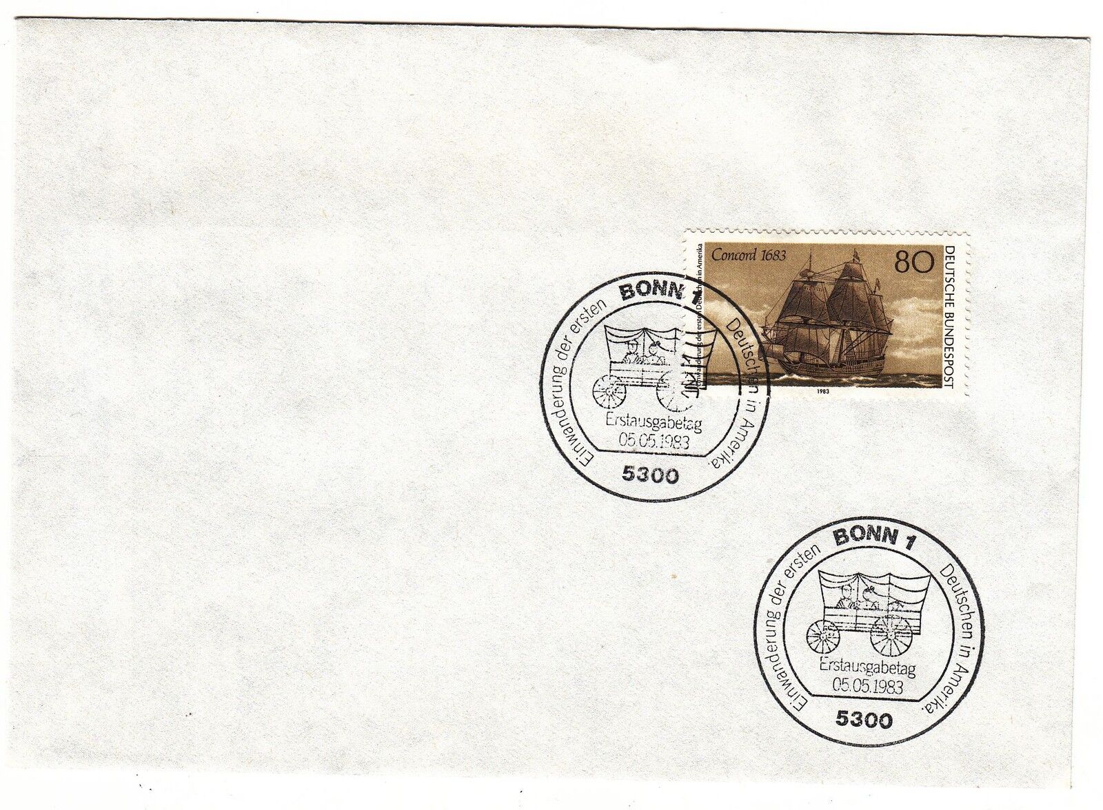 LETTRE COMMEMORATIVE ALLEMAGNE TIMBRE N 1012 BATEAU CONCORD 1683 121889172486