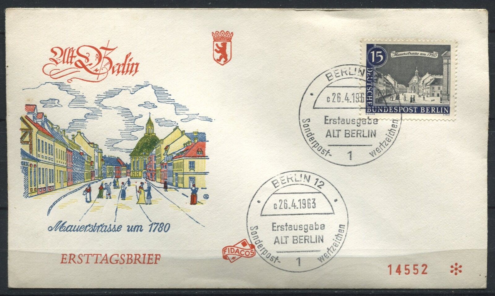 LETTRE FIDACOS BERLIN 26041963 THEME ERSTTAGSBRIEF UM 1780 120879614336