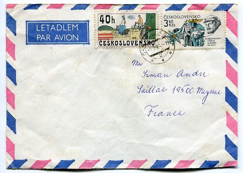 LETTRE Tchecoslovaquie POUR SAILLAC MEYSSAC 120725180616