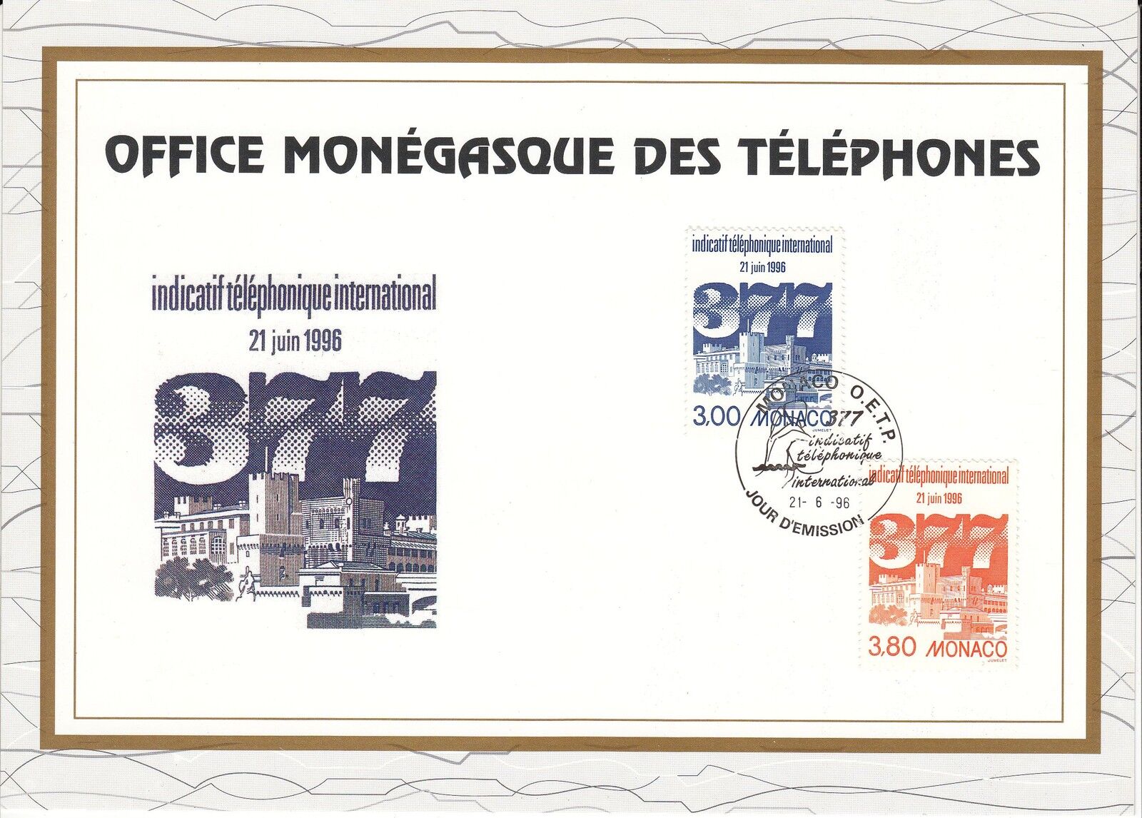 MONACO CEF PREMIER JOUR 1996 TIMBRE N 2049 2050 TELEPHONES MONEGASQUES 401091287206