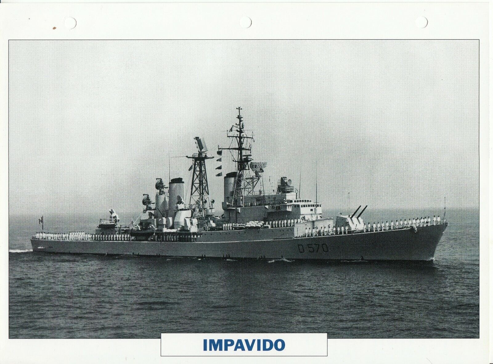 PHOTO BATEAU MILITAIRE DESTROYER LANCE MISSILES IMPAVIDO ITALIE 1962 123766827766