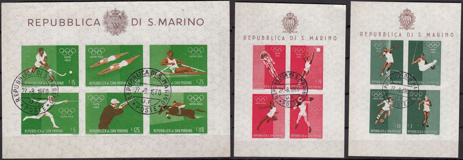 SERIE BLOC TIMBRE SAINT MARIN OBL N 8 9 10 JO DE ROME 1960 COTE 15 EUROS 401185482486