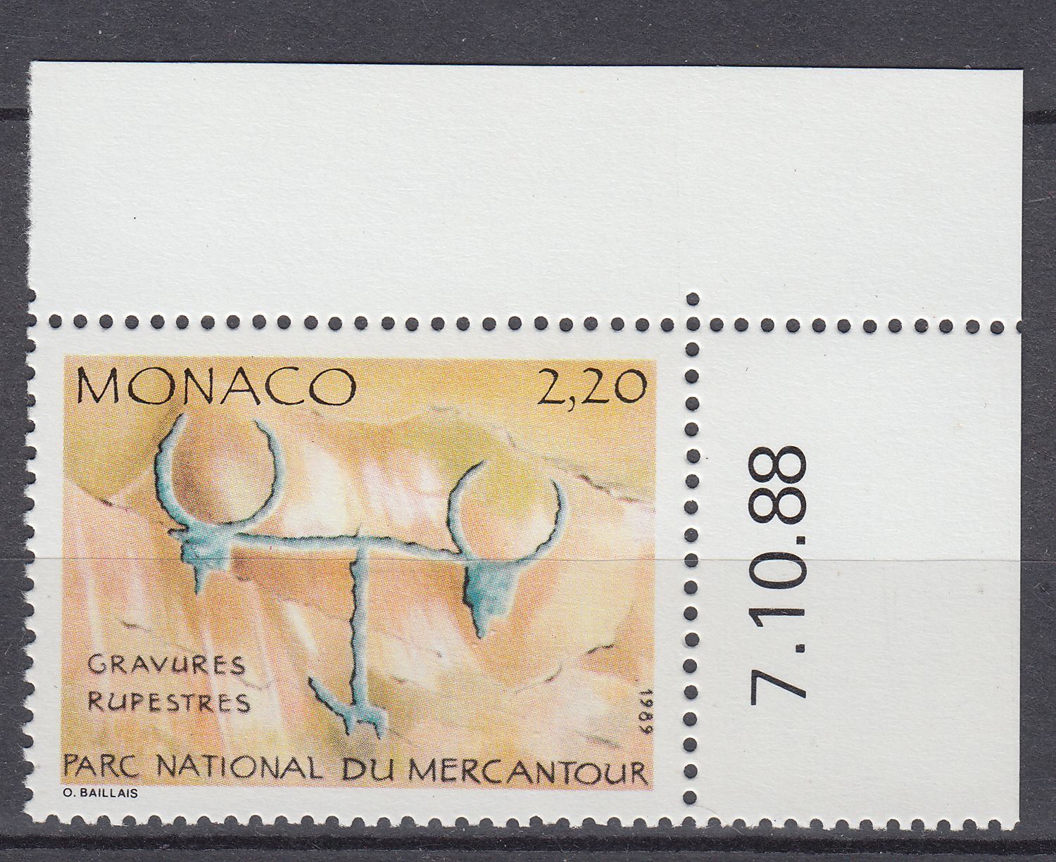 TIMBRE MONACO COIN DATE NEUF N 1664 PARC MERCANTOUR DESSIN RUPESTRE ATTELAGE 123517136806