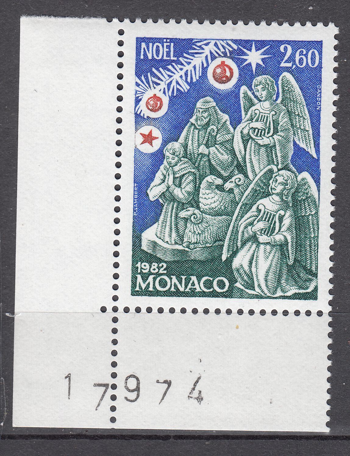 TIMBRE MONACO NEUF N 1354 NOEL NATIVITE LES BERGERS 123499974476