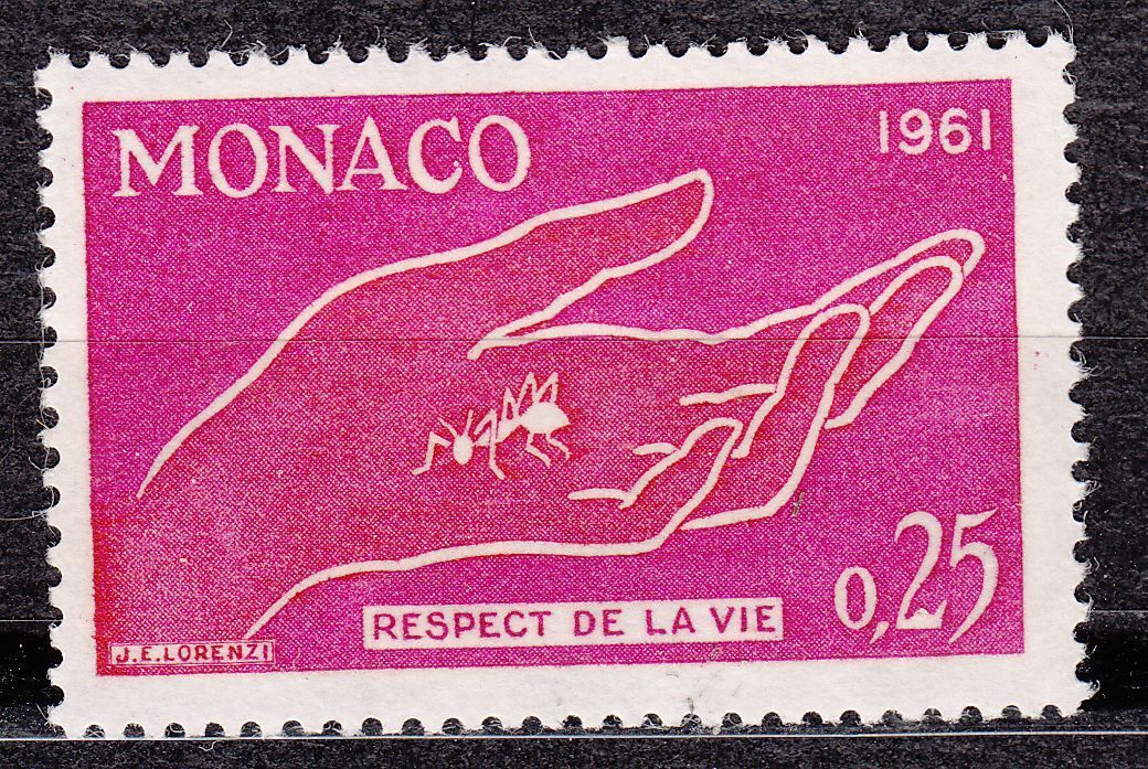 TIMBRE MONACO NEUF N 554 SYMBOLES RESPECT DE LA VIE ANIMALE 401520900206