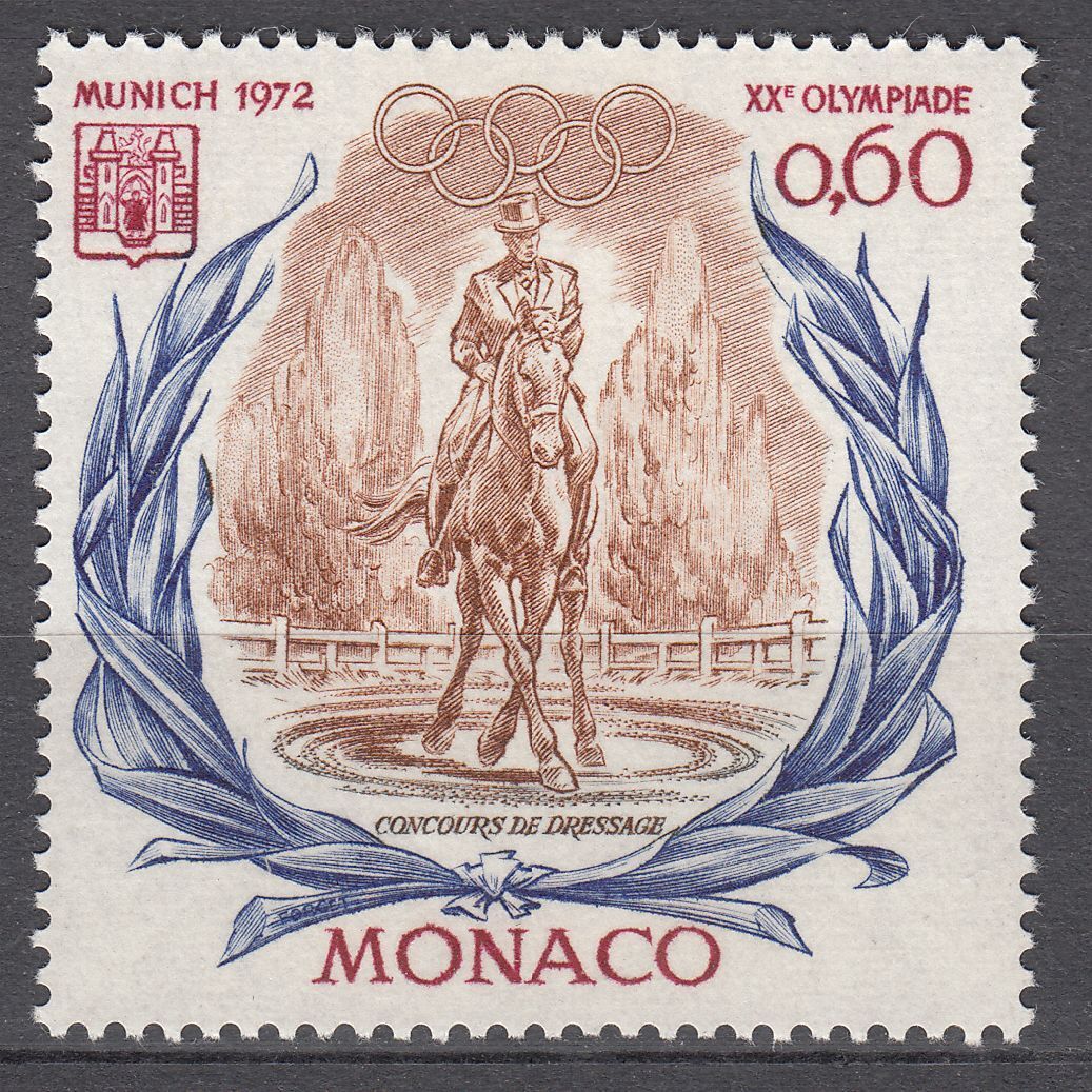 TIMBRE MONACO NEUF N 890 XX OLYMPIADE DE MUNICH CONCOURS DE DRESSAGE 123332109676