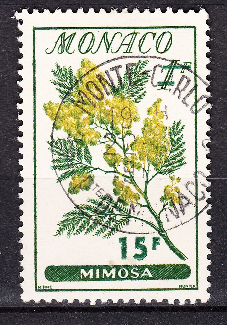 TIMBRE MONACO OBL N 516 FLEURS MIMOSA 401635174476