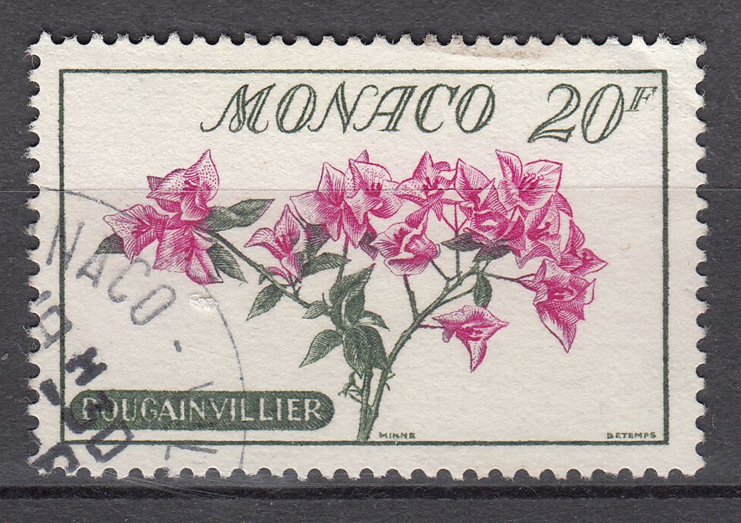 TIMBRE MONACO OBL N 517 FLEURS BOUGAINVILLIER 123489469796