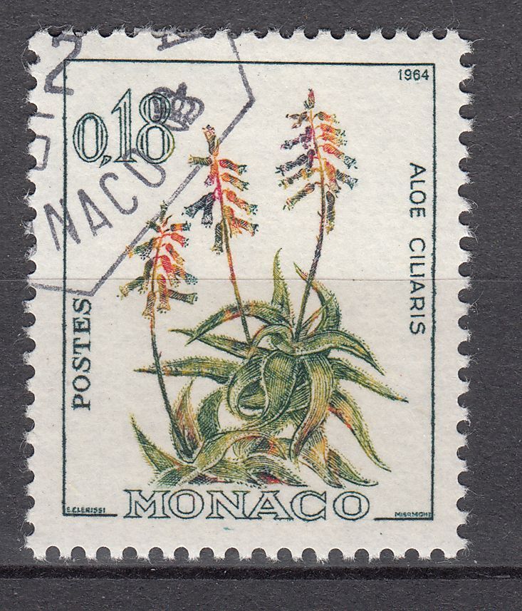 TIMBRE MONACO OBL N 541 A FAUNE ET FLORE ALOE CILIARIS PLANTE EXOTIQUE 401636578616