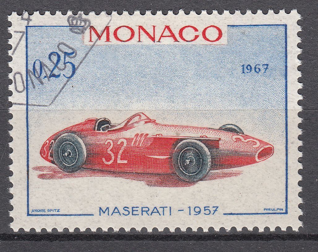 TIMBRE MONACO OBL N 714 VOITURE DE VAINQUEURS GRAND PRIX MASERATI 1957 401557216776