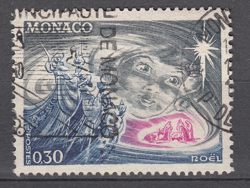 TIMBRE MONACO OBL N 900 NOEL VISAGE D ENFANT LA NATIVITE ET LES ROIS MAGES 401588784346