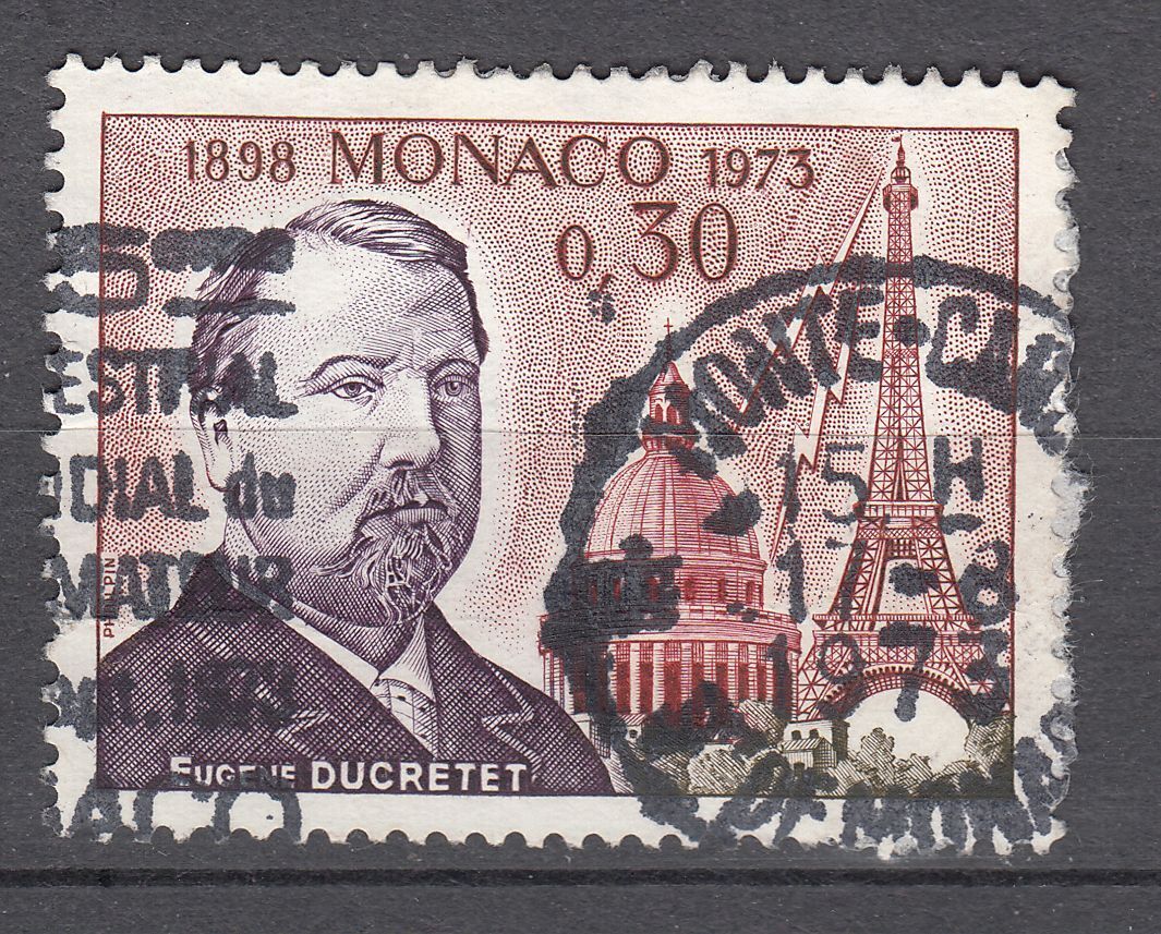 TIMBRE MONACO OBL N 921 EUGENE DUCRETET DOME DES INVALIDES ET TOUR EIFFEL 401589295886