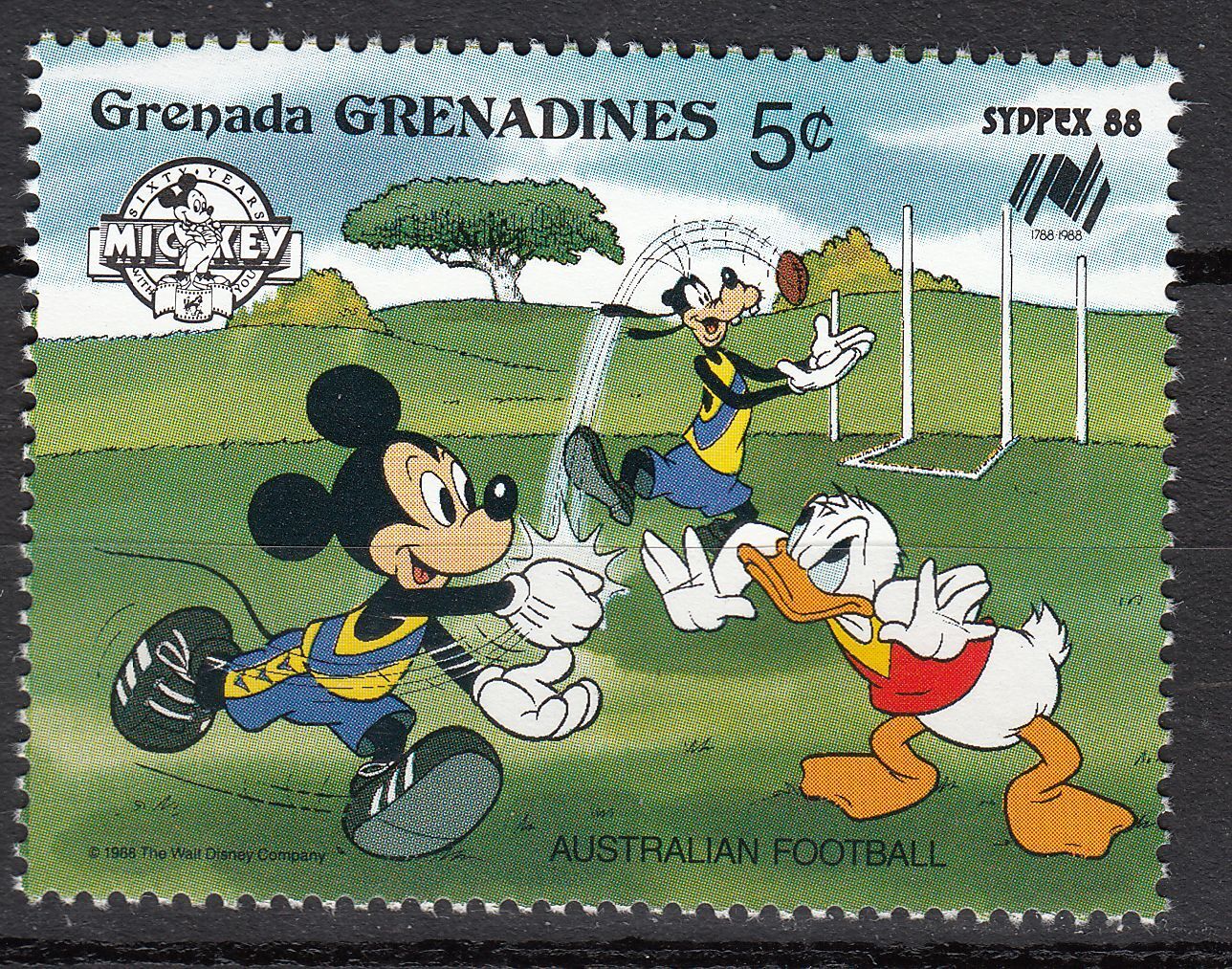 TIMBRE NEUF WALT DISNEY MICKEY DINGO DONALD FOOTBALL AUSTRALIE 121915365006