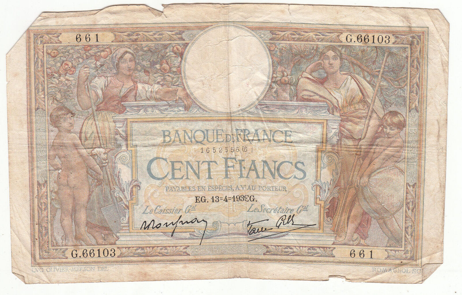 BILLET FRANCE 100 FRANCS MERSON 13 4 1939 EG 401286791127