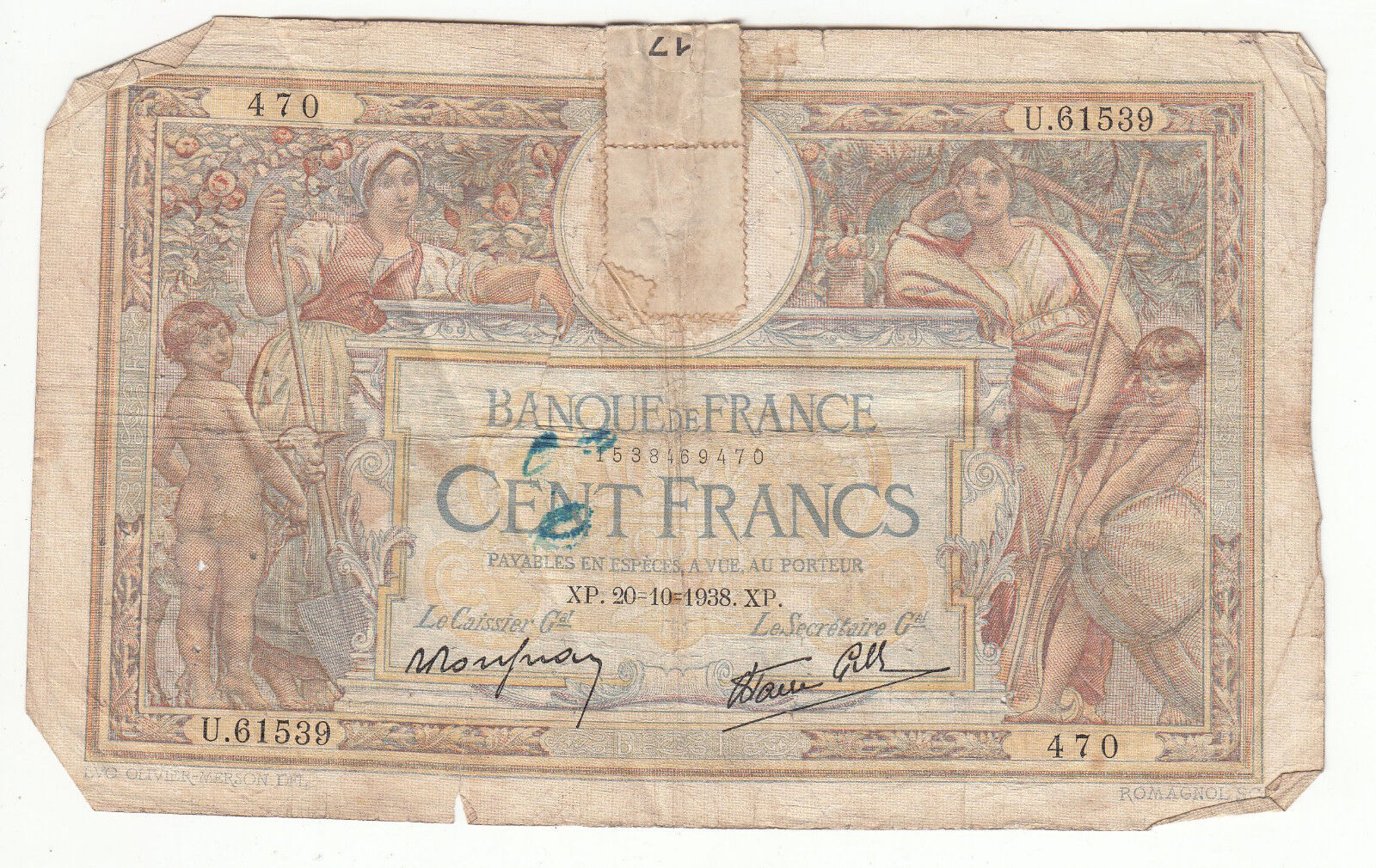 BILLET FRANCE 100 FRANCS MERSON 20 10 1938 XP 122386856847