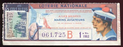 BILLET LOTERIE LES AILES BRISEES MARINS AVIATEUR TIMBRE 120685395287