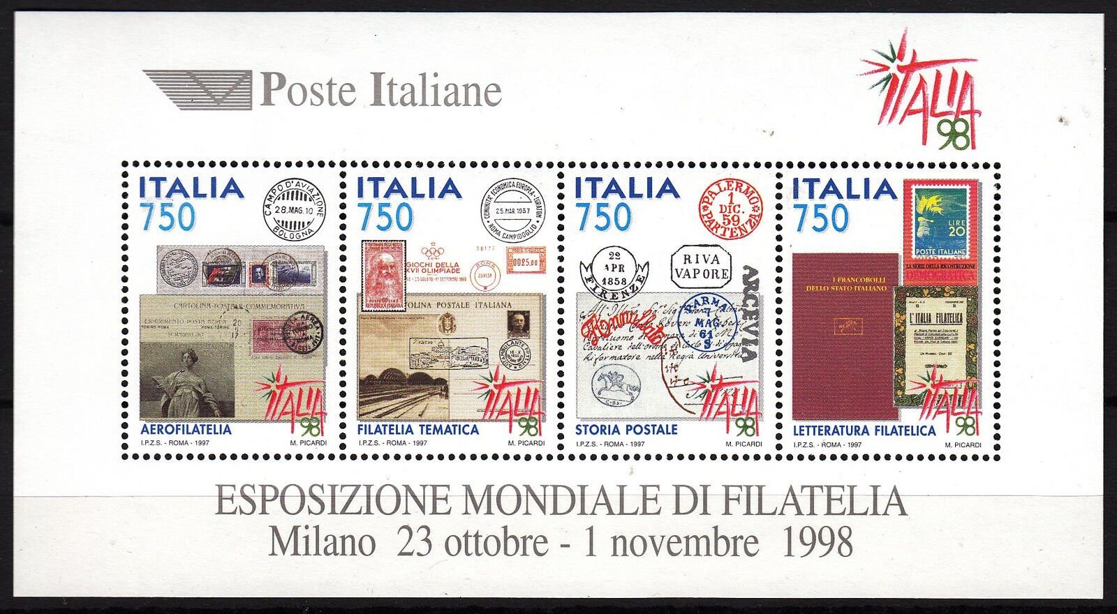 BLOC TIMBRE ITALIE NEUF N 18 MILAN EXPO PHILATELIQUE 1998 401188636697