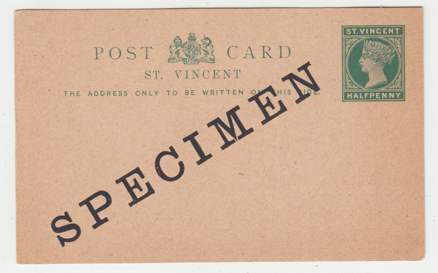 CARTE ENTIER POSTAL ROYAUME UNI ST VINCENT SPECIMEN