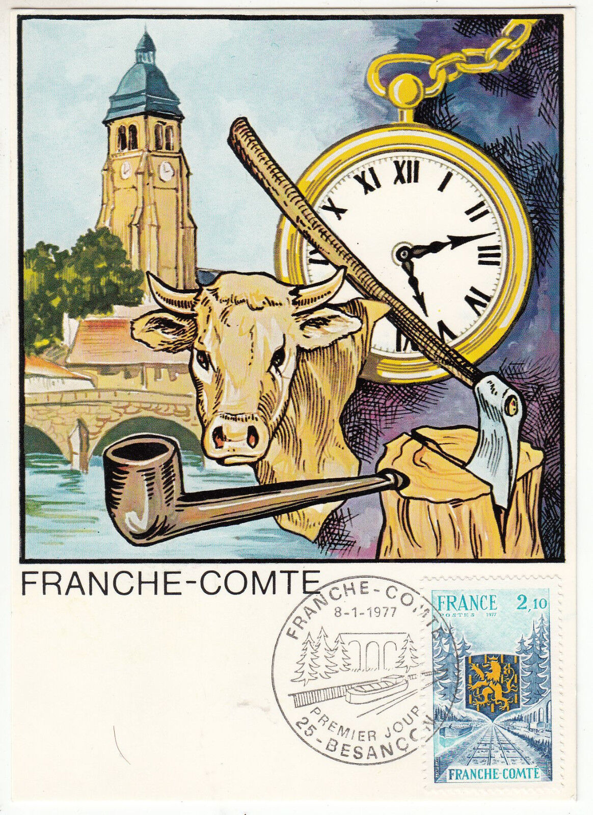 CARTE MAXIMUM FDC 1977 TIMBRE N 1916 FRANCHE COMTE 401424186457