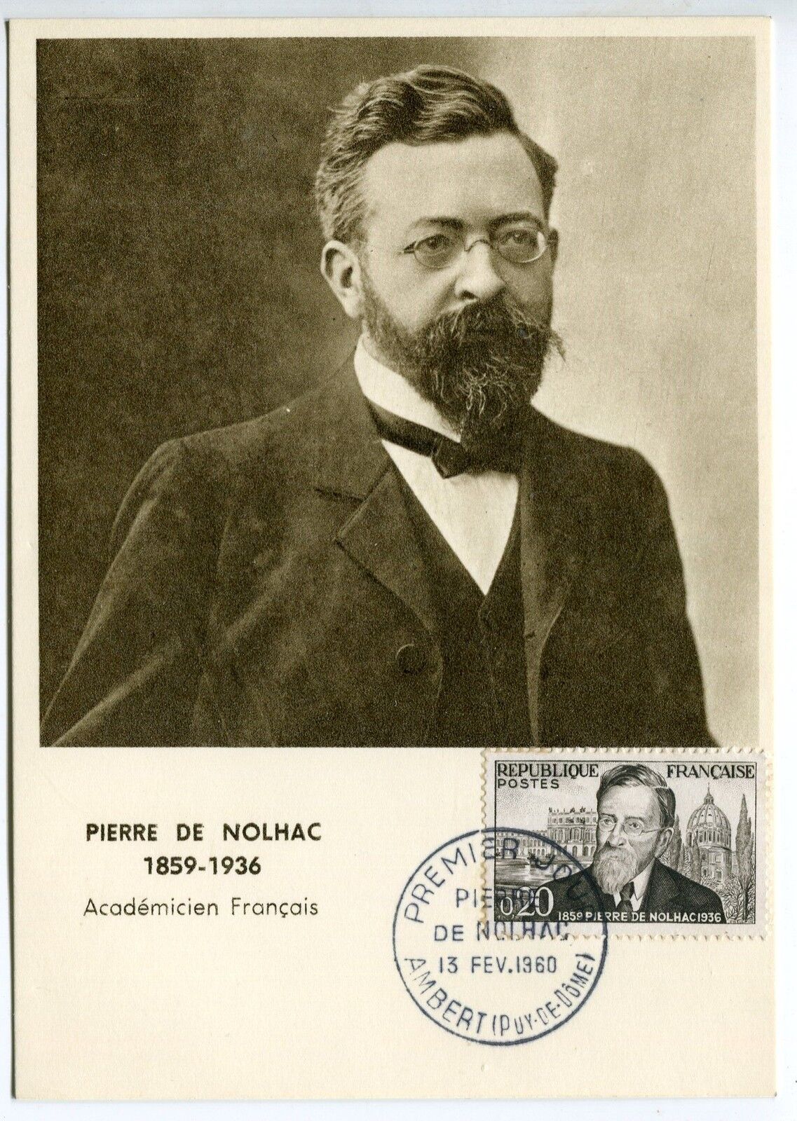 CARTE MAXIMUM PIERRE DE NOLHAC 1960 AMBERT 121377131077