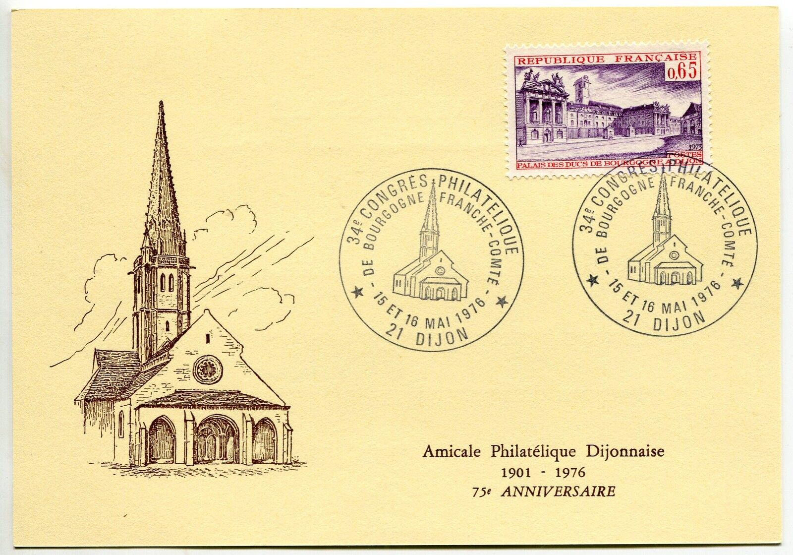 CARTE PHILATELIQUE CONGRES 1976 DIJON 400738451987