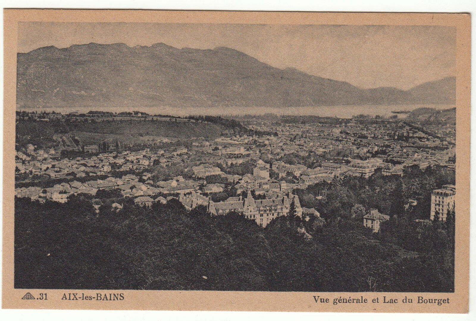 CARTE POSTALE AIX LES BAINS VUE GENERALE ET LE LAC BOURGET 402001288237