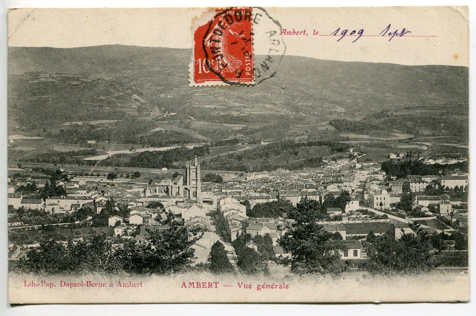 CARTE POSTALE AMBERT VUE GENERALE 1909 121455057407