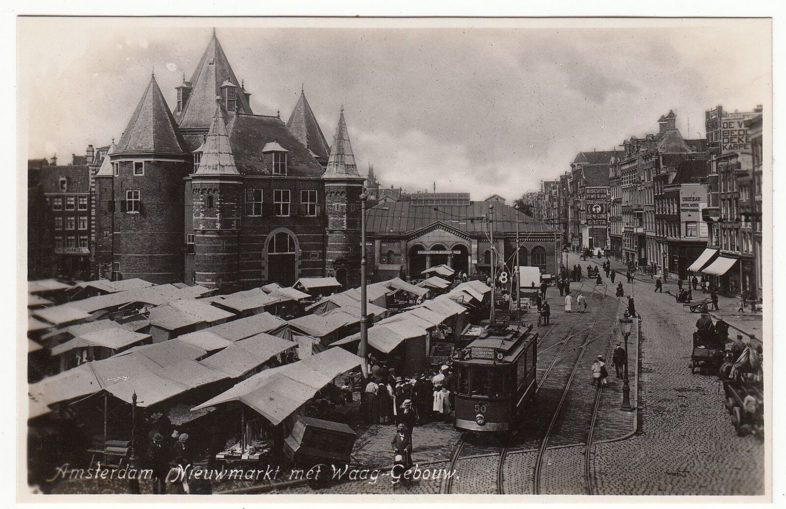 CARTE POSTALE AMSTERDAM NIEUWMARKT MET WAAG GEBOUW 121922211447