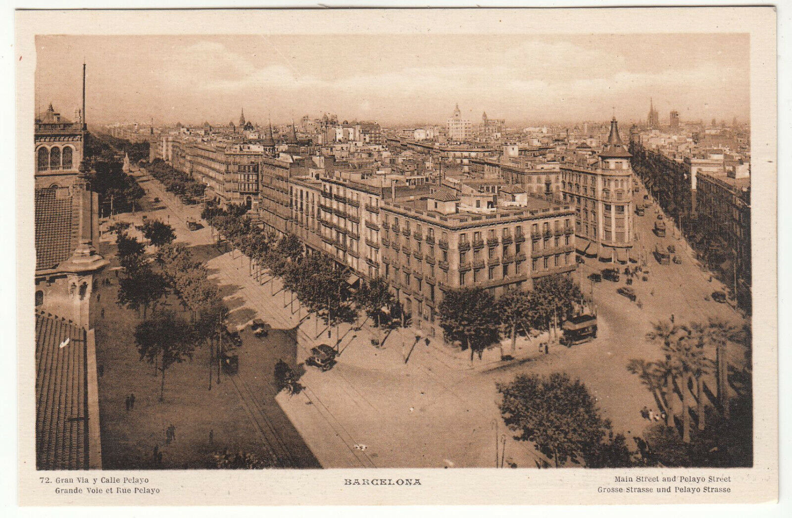 CARTE POSTALE BARCELONA GRAN VIA Y CALLE PELAYO GRANDE VOIE ET RUE PELAYO 124011748947