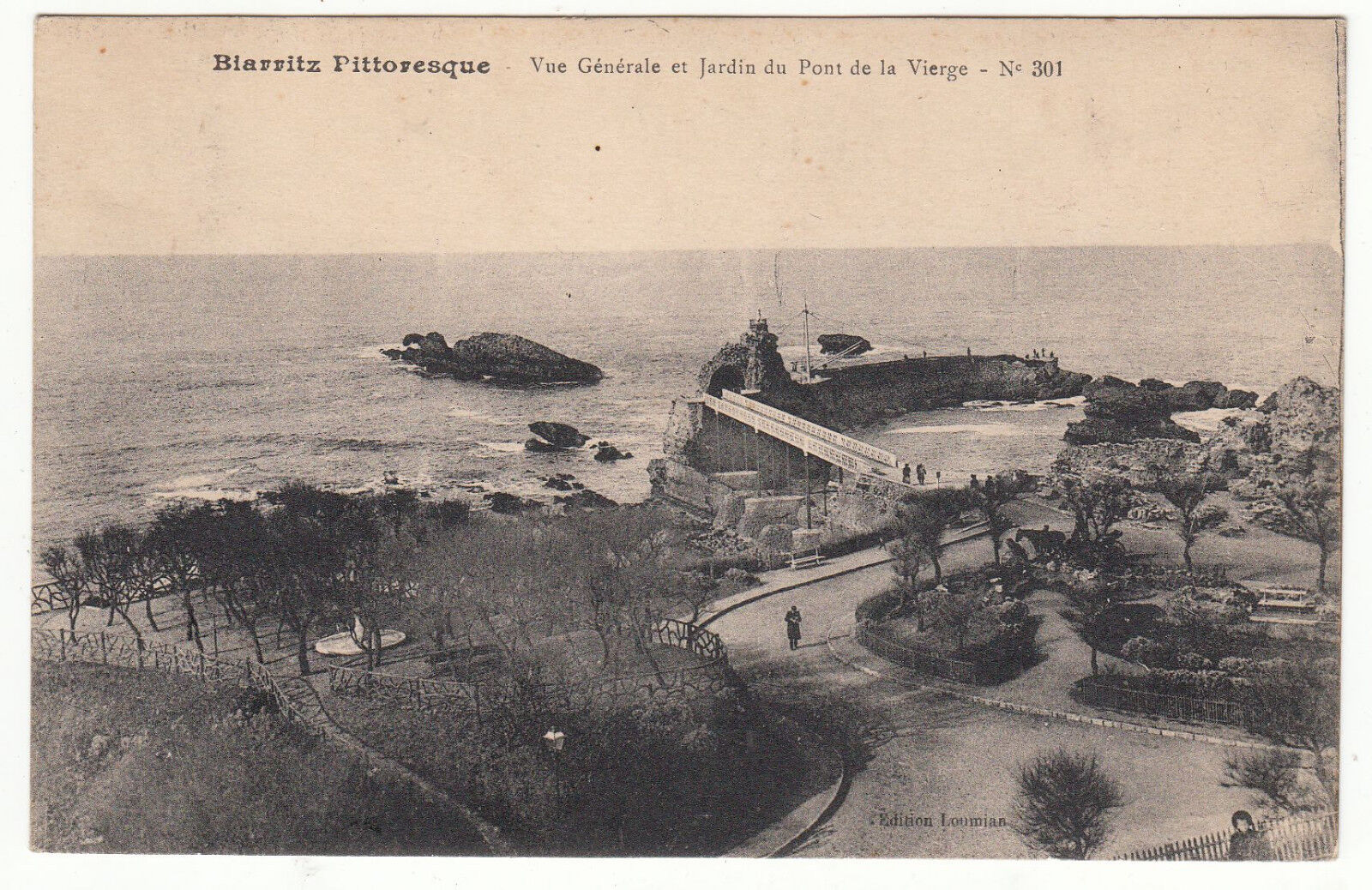 CARTE POSTALE BIARRITZ VUE GENERALE ET JARDIN DU PONT DE LA VIERGE 122366999687