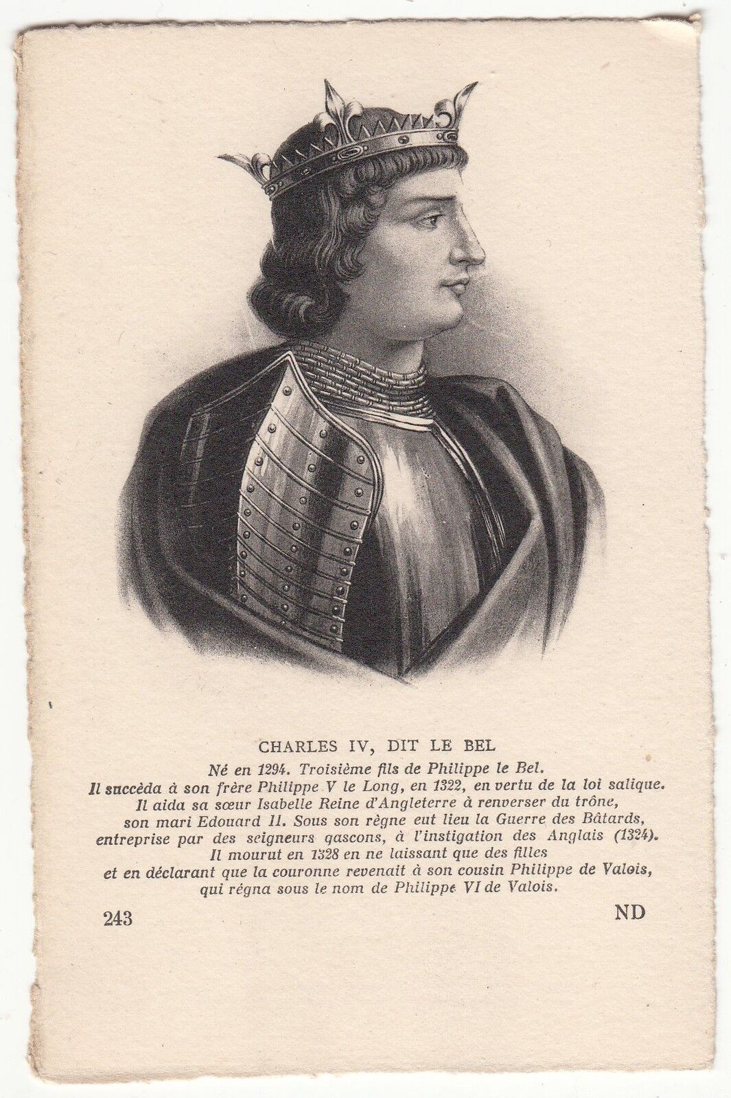 CARTE POSTALE CHARLES IV DIT LE BEL 400960492247