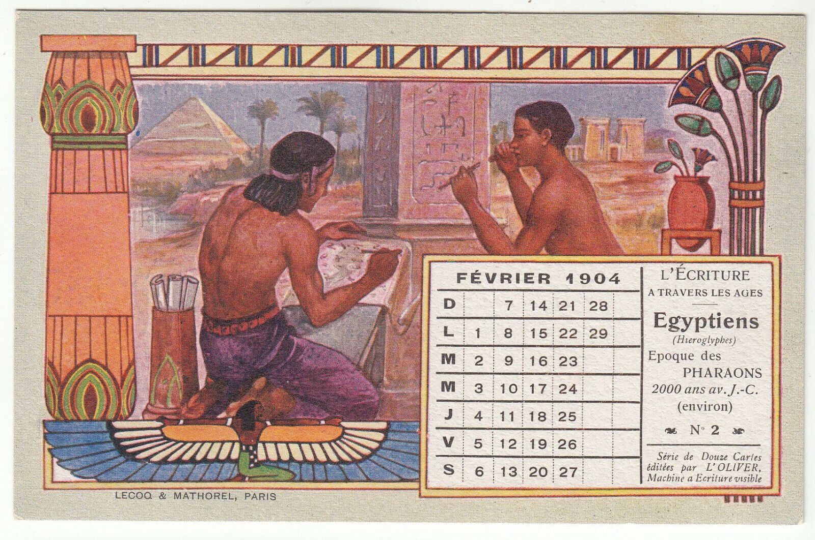 CARTE POSTALE EGYPTE CALENDRIER 1904 L ECRITURE A RAVERS LES AGES 401945826687