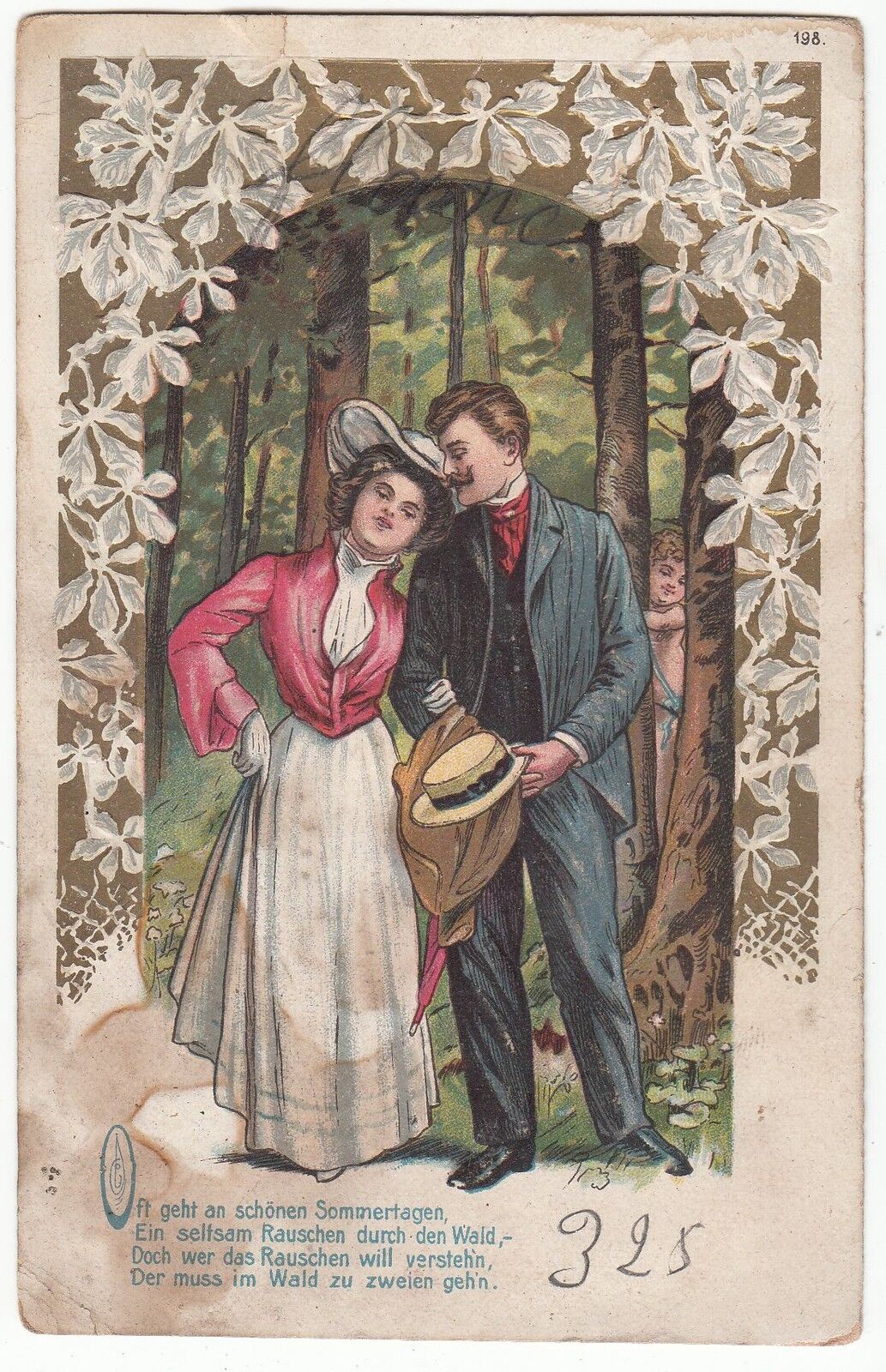 CARTE POSTALE FANTAISIE ALLEMAGNE COUPLE AMOUREUX SE PROMENANT 122158819647