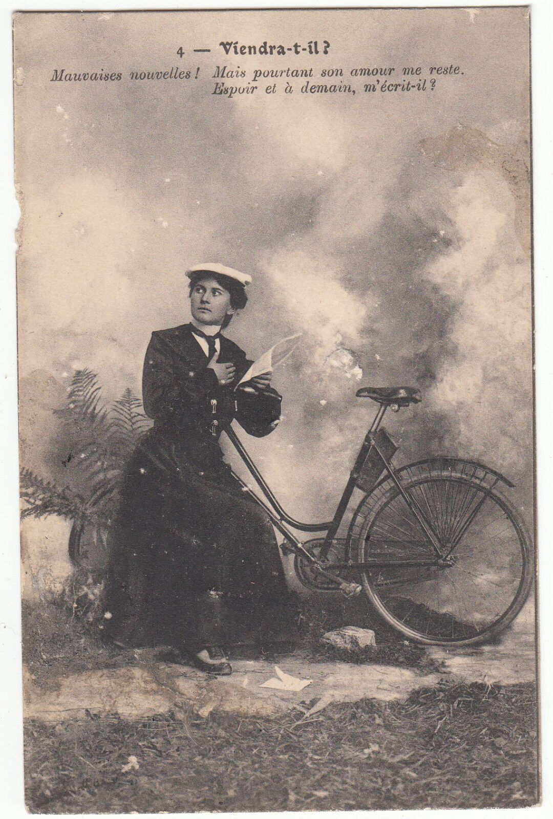 CARTE POSTALE FANTAISIE VIENDRA T IL FEMME VELO 122679799257