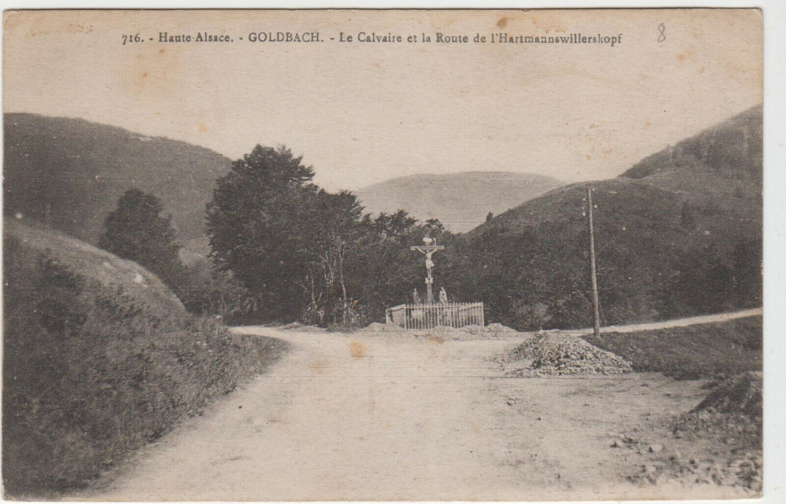 CARTE POSTALE GOLDBACH LE CALVAIRE ET LA ROUTE DE L HARTMANNSWILLERSKOPF 401917952387