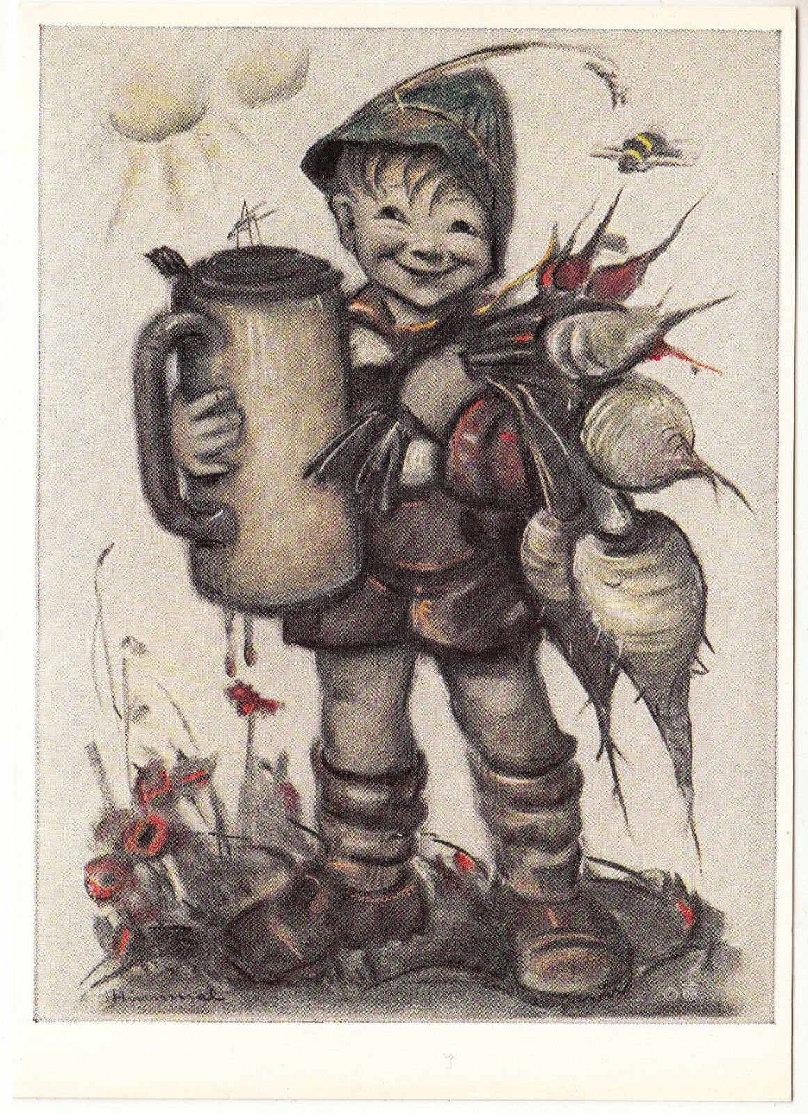 CARTE POSTALE ILLUSTRATEUR HUMMEL  N° 5233  ENFANT A LA CEUILLETTE