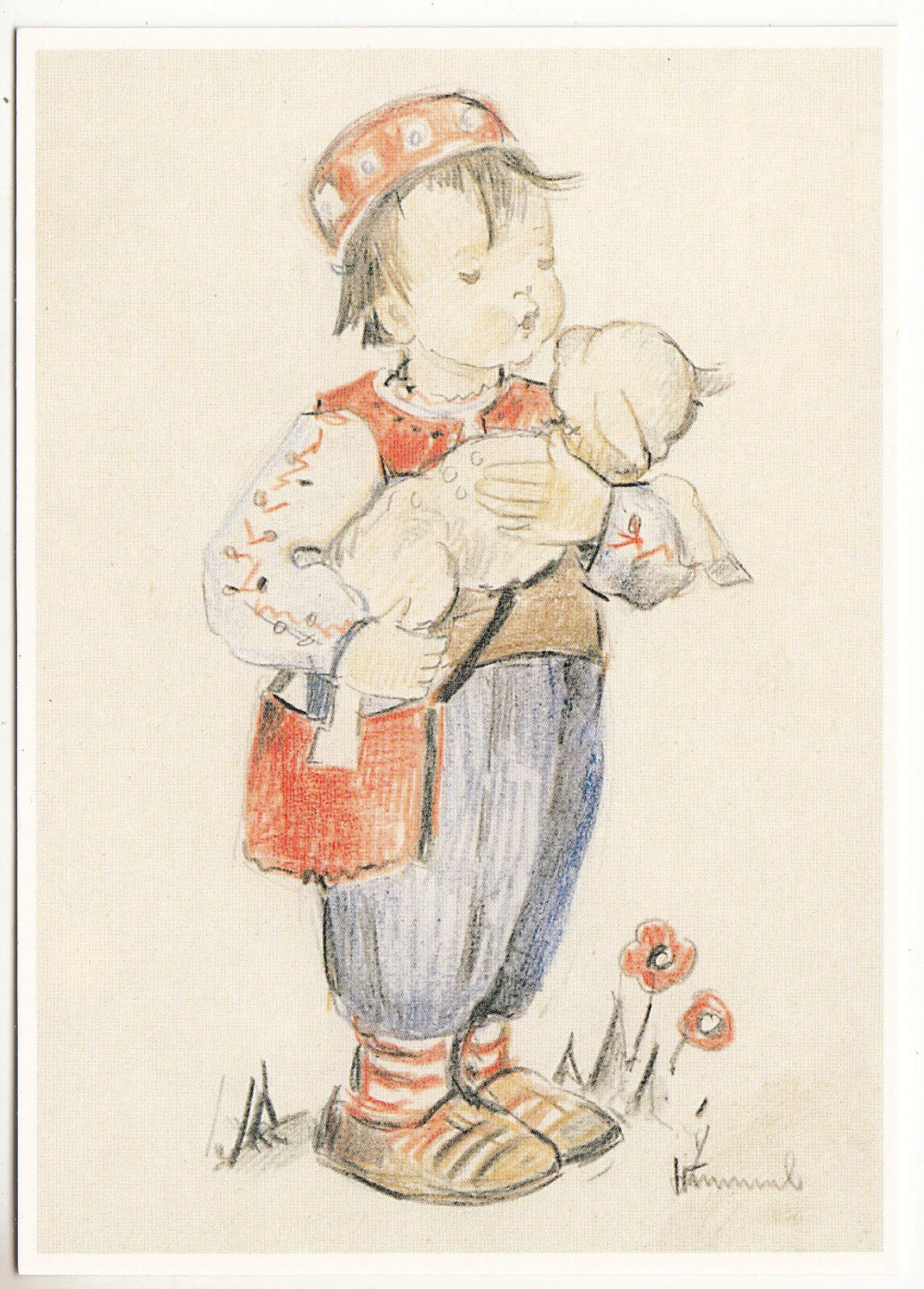 CARTE POSTALE ILLUSTRATEUR HUMMEL N 621286 TRACHTENBUB MIT SCHAFCHEN BOY LAMB 401484963097