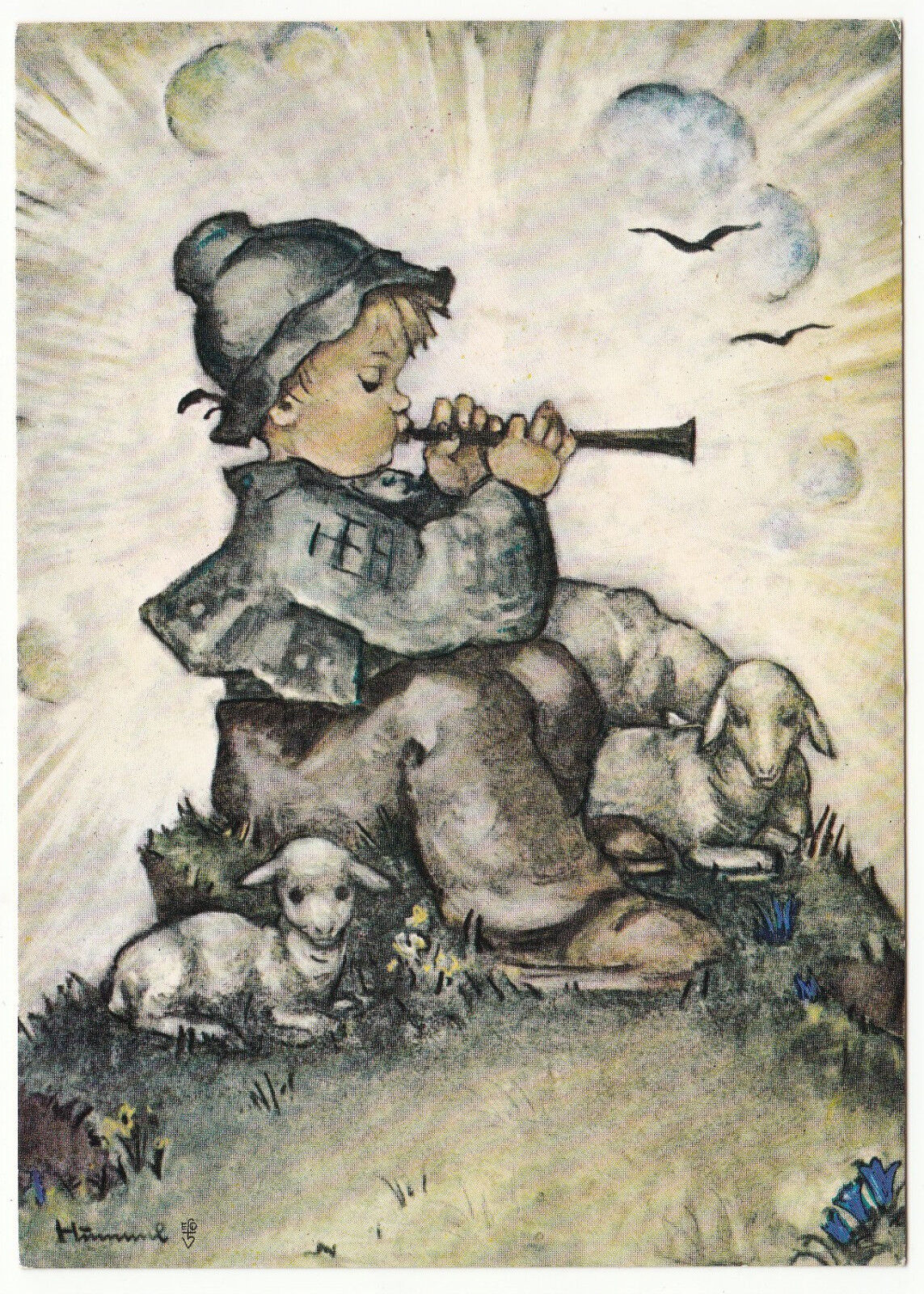 CARTE POSTALE ILLUSTRATEUR HUMMEL N 834 ENFANT LE JOUEUR DE FLUTE 122933201547