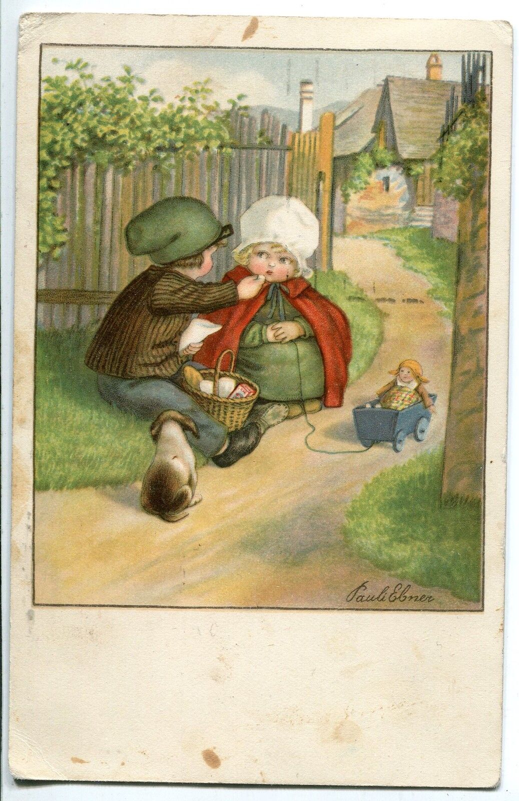 CARTE POSTALE ILLUSTRATEUR PAULI ELBERN ENFANT JOUE POUPE MANGE 400802484957