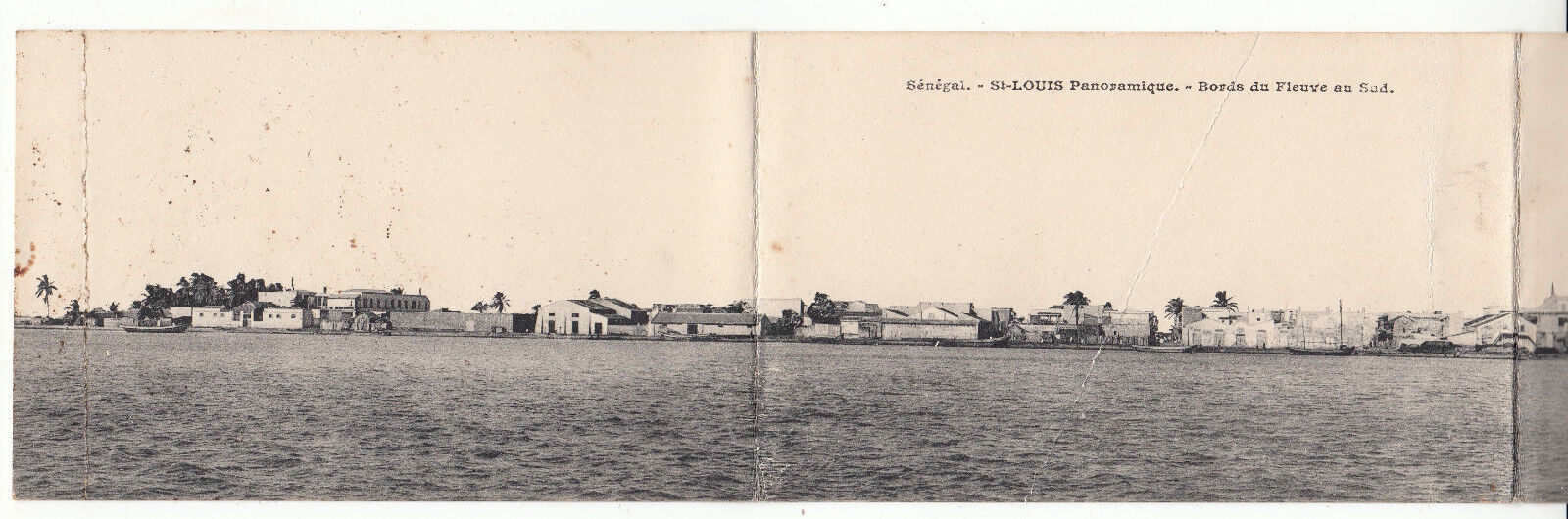 CARTE POSTALE PANORAMIQUE DE 4 CARTES SENEGAL ST LOUIS BORDS DU FLEUVE AU SUD 123176646627