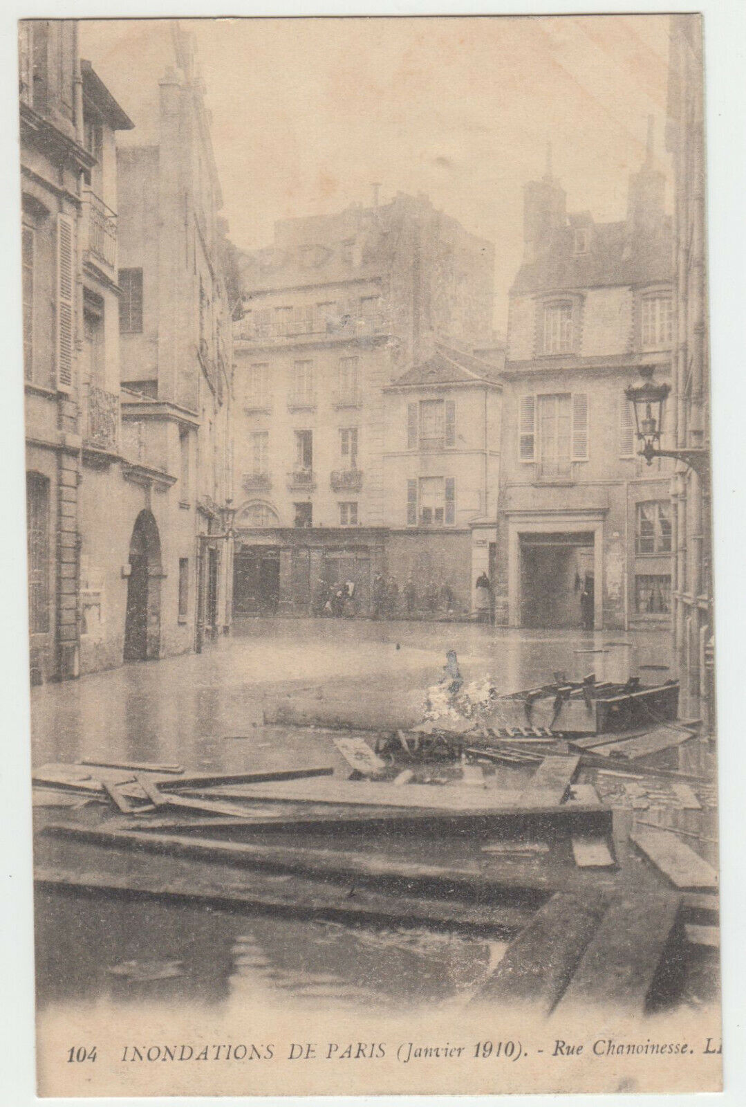 CARTE POSTALE PARIS INNONDATIONS 1910 RUE CHAMOINESSE 402868903637