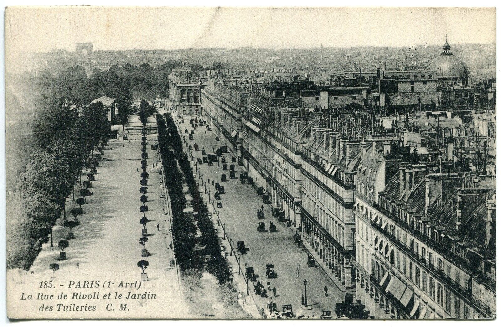 CARTE POSTALE PARIS LA RUE DE RIVOLI ET LE JARDIN DES TUILLERIES 121549107757