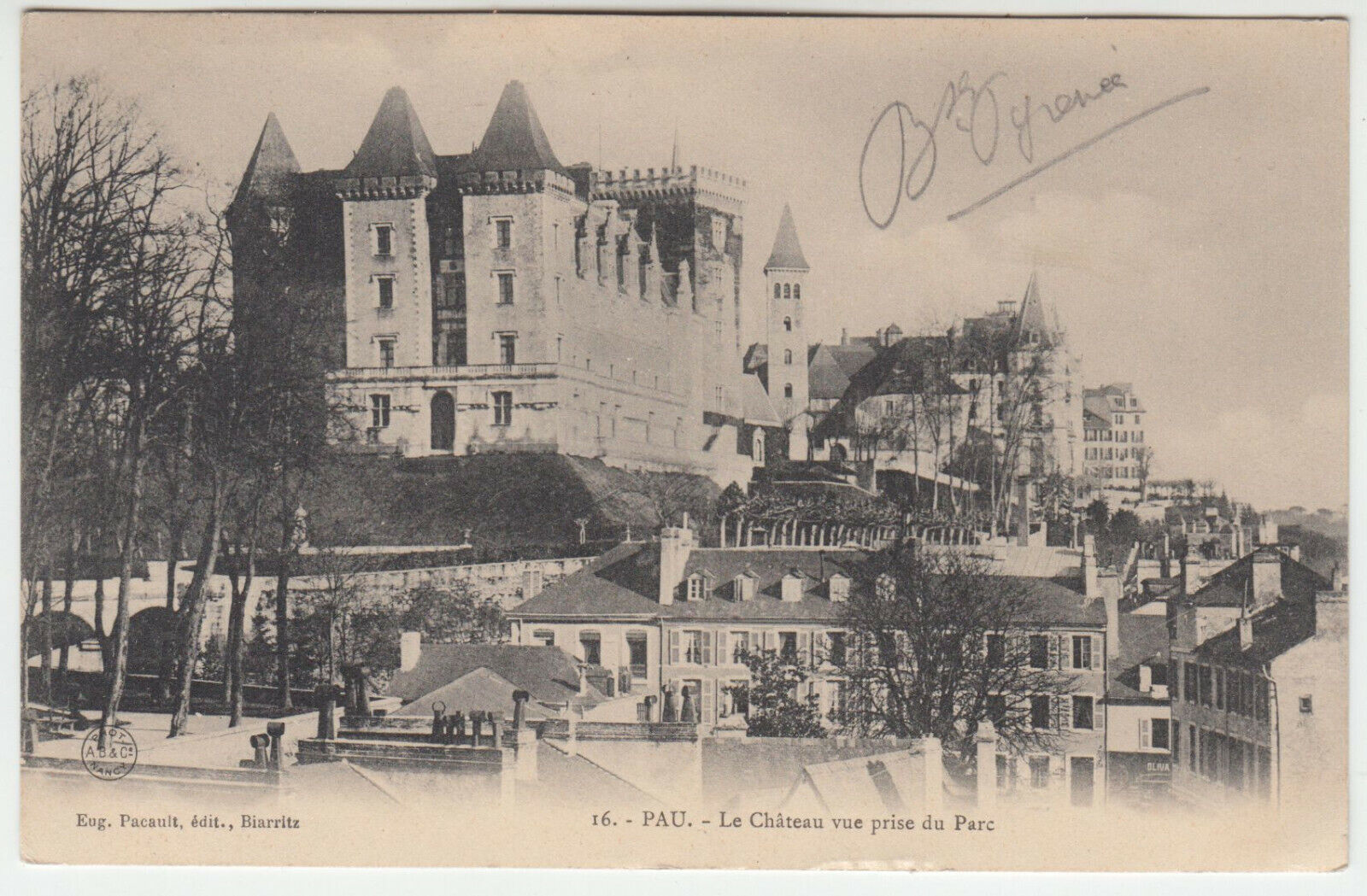 CARTE POSTALE PAU LE CHATEAU VUE PRISE DU PARC 124089025197