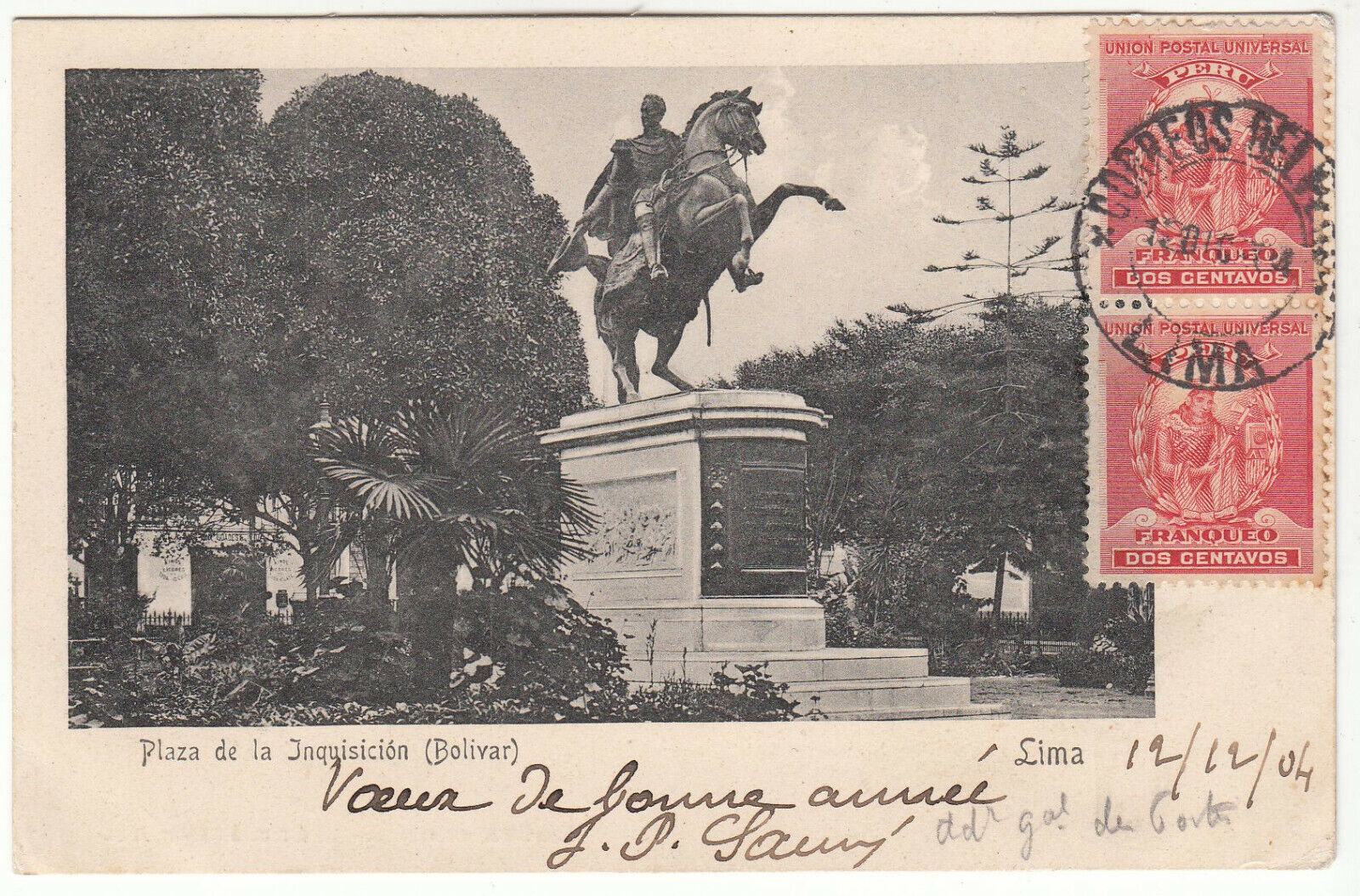 CARTE POSTALE PEROU PLAZA DE LA INQUISICION BOLIVAR 123968122647