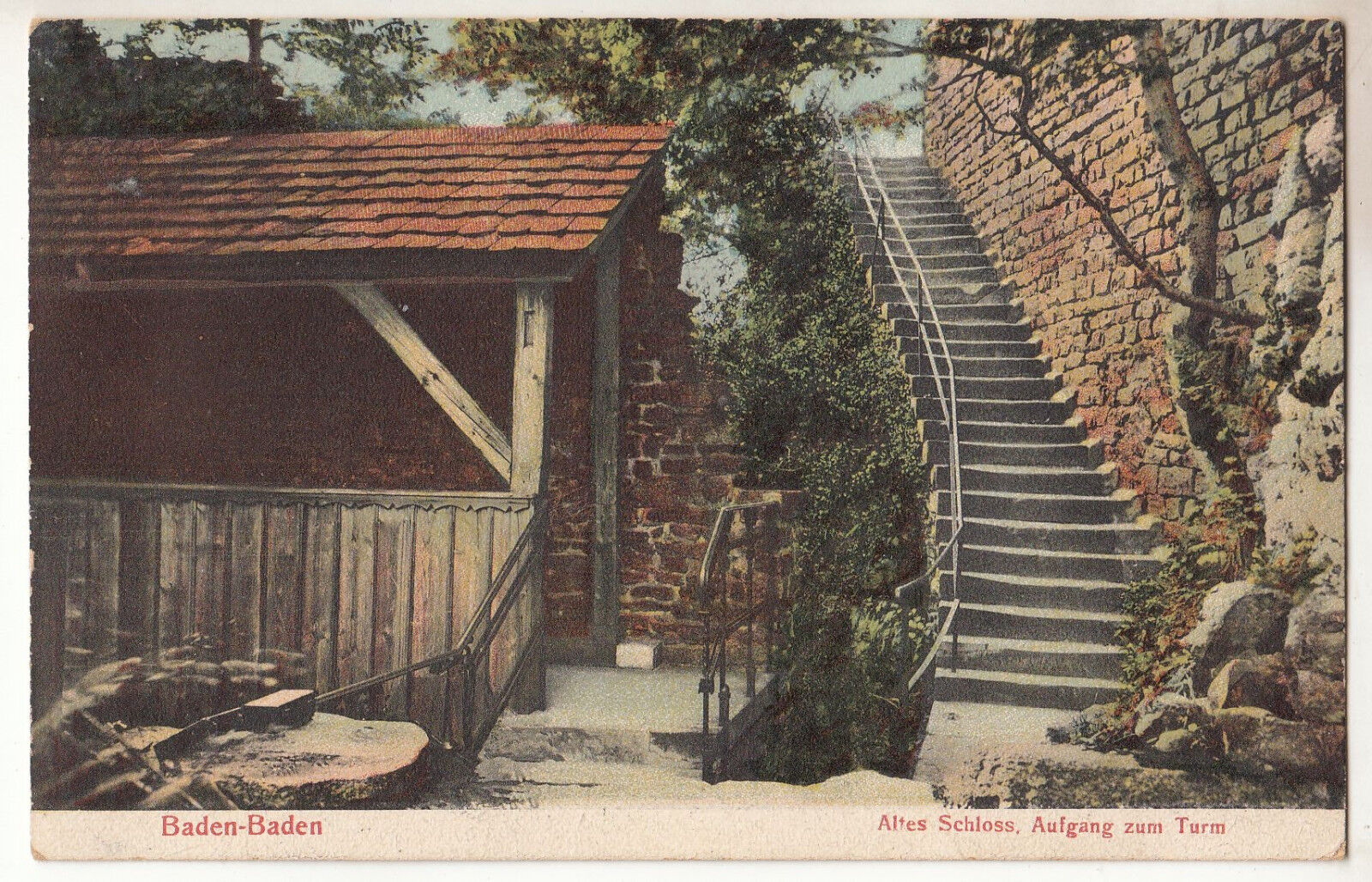 CARTE POSTALE POFTKARTE ALLEMAGNE BADEN BADEN ALTES SCHLOSS AUFGANG ZUM TURM 123485837487