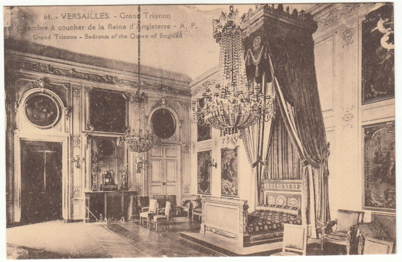 CARTE POSTALE VERSAILLE GRAND TRIANON CHAMBRE DE LA REINE D ANGLETERRE 402016755557