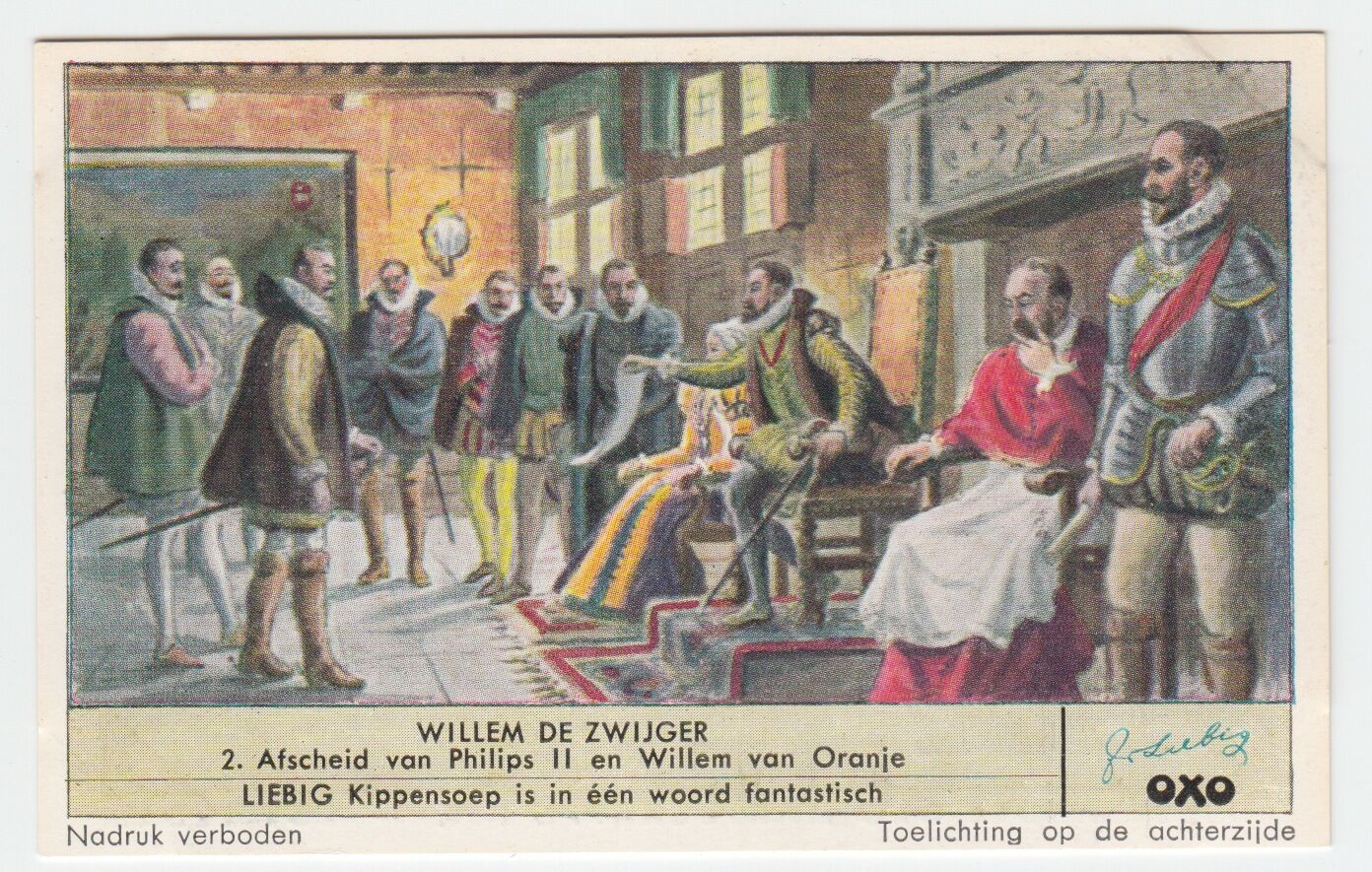 CHROMO LIEBIG ANTIQUE AFSCHEID VAN PHILIPS IL EN WILLEM VAN ORANJE 121278272617