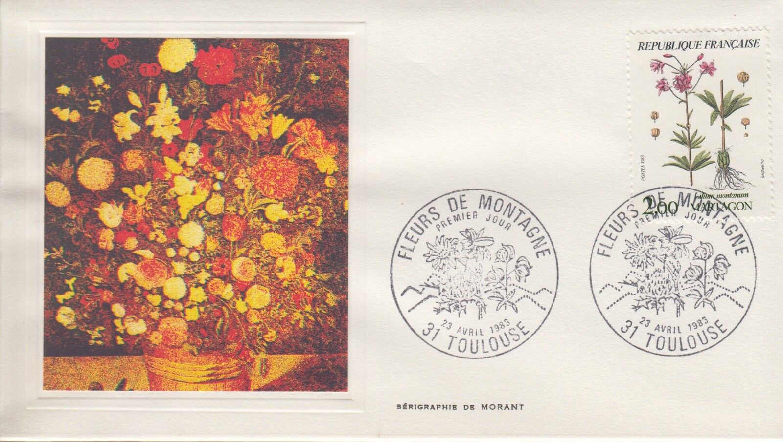 ESSAIE SERIGRAPHIE DE MORANT PREMIER JOUR 1983 EUROPA FLEURS DE MONTAGNE 400788142287